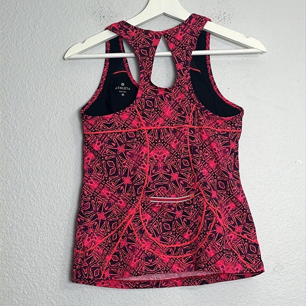 Athleta Cairo Energy Tank Pink Black Women’s Size Medium Racerback Padded Top - Picture 2 of 9